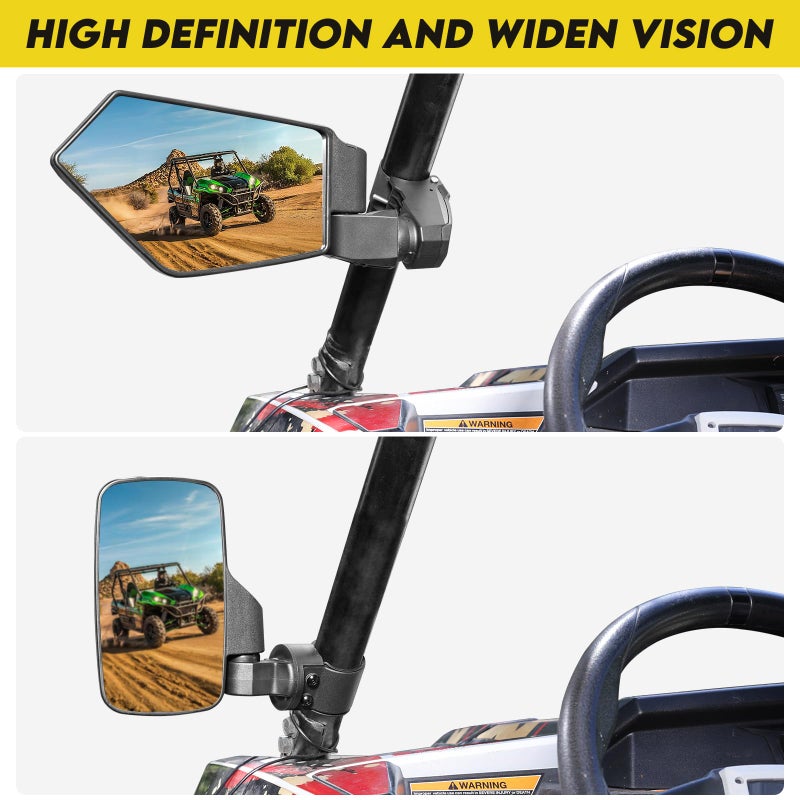 SHEJISI UTV Mirrors,The Spring Back Feature Allows Easy Reset After Fold,2025 New SXS Mirrors Side View for 1.5"-2.0" Roll Cage,Compatible with Polaris RZR,Can Am X3,Kawasaki Mule KRX,Honda Pioneer - Image 5