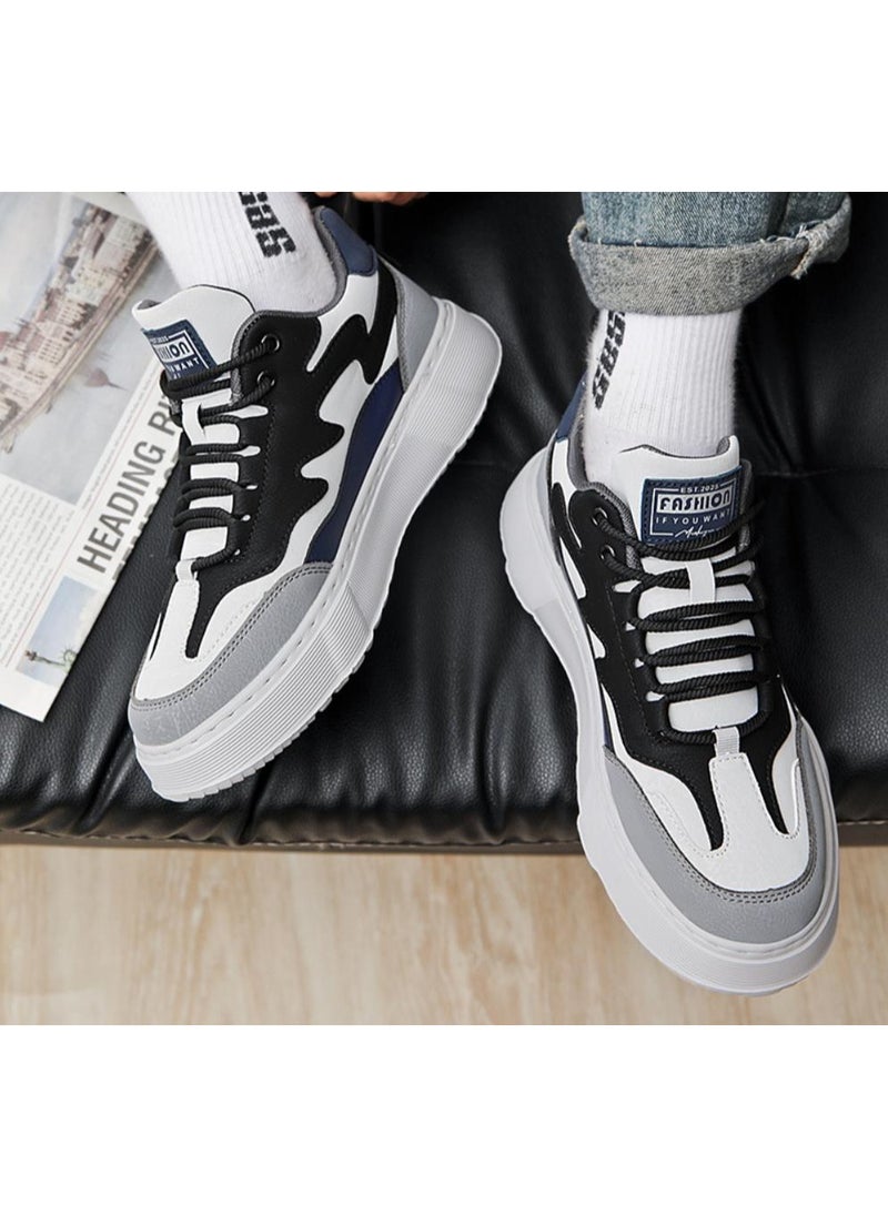KUYING - Versatile sports shoes, fashionable casual retro leather upper shoes, thick soles, and trendy shoes - Image 1