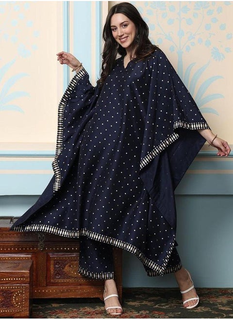 Polka Dot Print V-Neck Kaftan with Pants Set by Styli