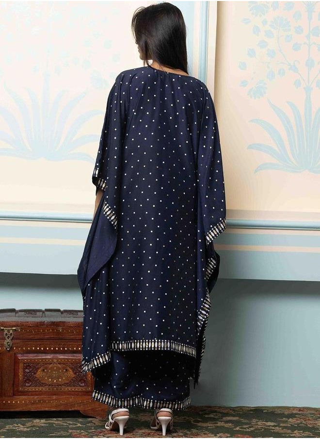 Polka Dot Print V-Neck Kaftan with Pants Set by Styli
