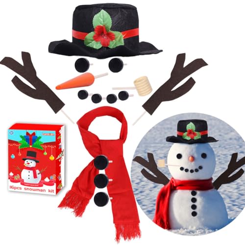 Lansian 16Pcs Christmas Snowman Decorating Making Kit Snow Toys Outdoor Fun Kids for Christmas Winter Holiday Party Decoration Gifts Funny Toys - Image 1