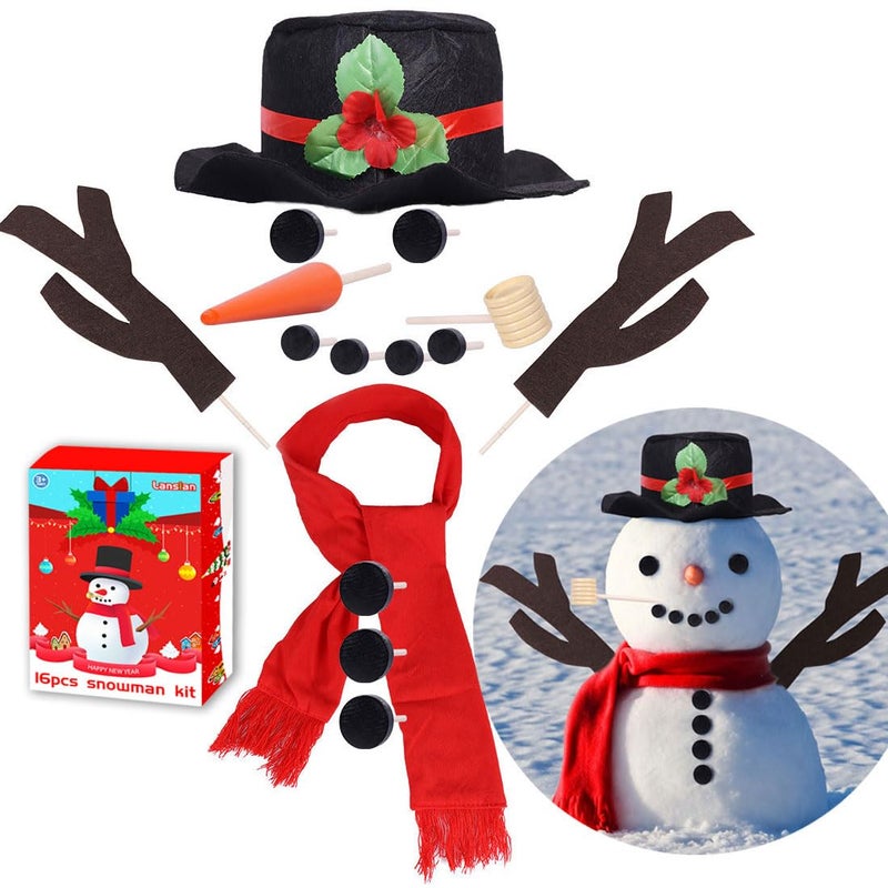 Lansian 16Pcs Christmas Snowman Decorating Making Kit Snow Toys Outdoor Fun Kids for Christmas Winter Holiday Party Decoration Gifts Funny Toys - Image 3