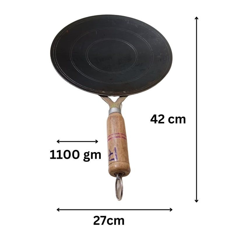 YugaYatra Iron tawa RotiChapati Tawa with Wooden Handle Tawa 27 cm Diameter 1100 KG  - Image 2