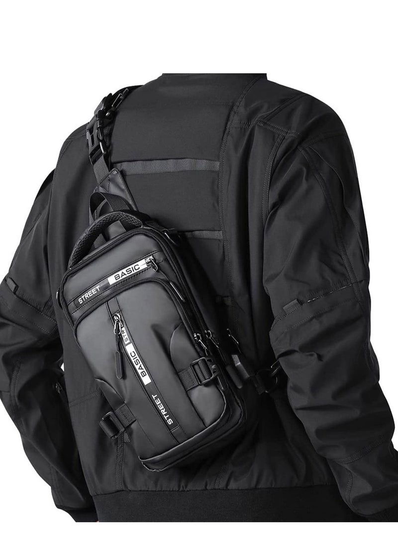 Zikra Sling Bag For Men Shoulder Crossbody, Backpack Waterproof Gadget Organizer Chest Bag For Travel Bag Anti-Theft Side Chest Bag With USB Charging Port & External Mobile Zipper Pocket. - Image 1