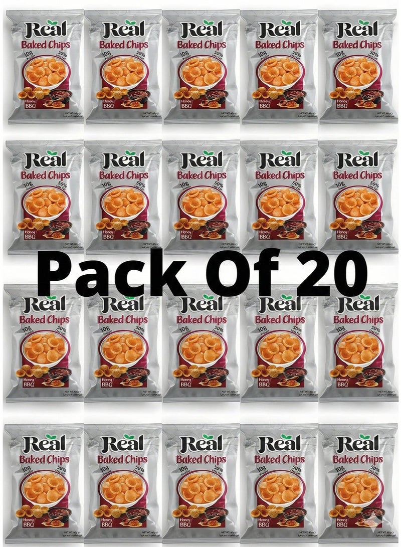 ريل رقائق بطاطس ريل المقرمشة بنكهة العسل والباربكيو - غنية بالبروتين، خالية من المواد الحافظة، عبوة 60 غرام (عبوة من 20 قطعة) - Image 1