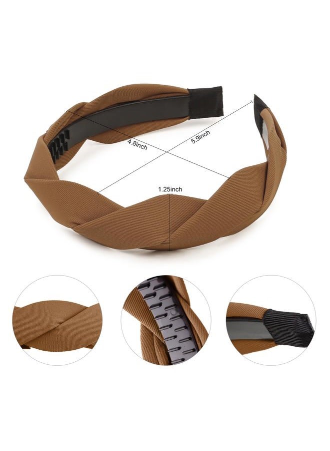 WOVOWOVO 4 Pieces Braided Headband for Women Girls Wide Hairband Fashion Non Slip Hairhoop Weaving Shape Accessories Solid Colors - Image 2