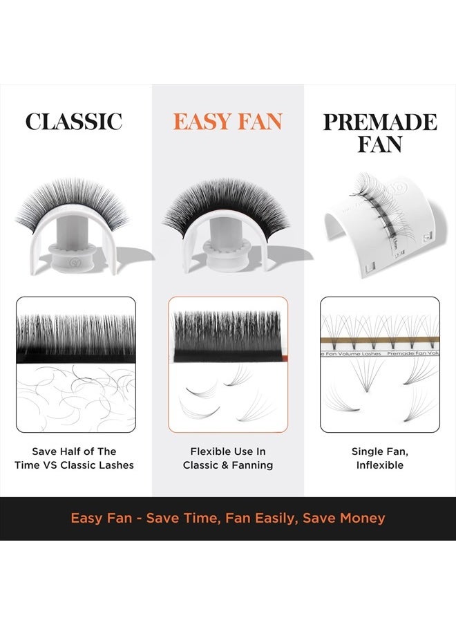 BEYELIAN Easy Fan Eyelash Extensions 0.03 Mega Volume Super Thin Lightweight Self Fans Lash Extension Matte Black Professional Salon Stylists Use D+ Curl 8-15mm Mix Tray  - Image 3