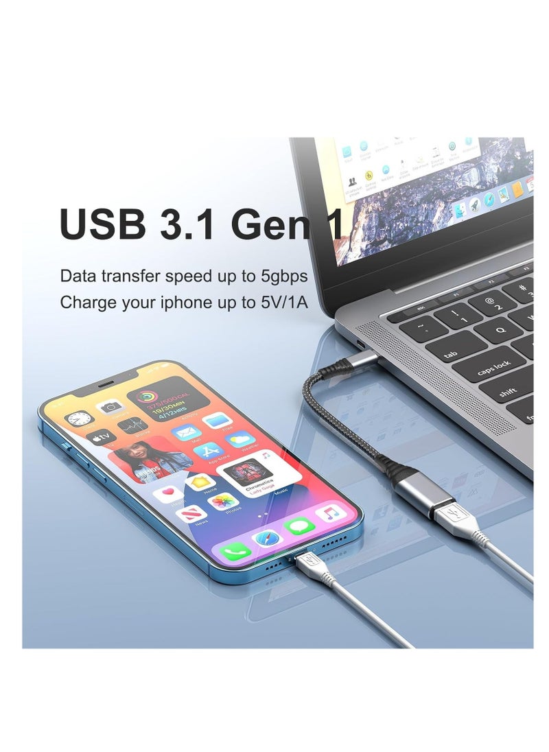 SYOSI USB C to USB Adapter, 2 Pack Type C Male to USB 3.1 Female OTG Cable Converter, 5 Gbps High Speed, USB Adapter Compatible with MacBookAirPro, Samsung Galaxy, Grey  - Image 2