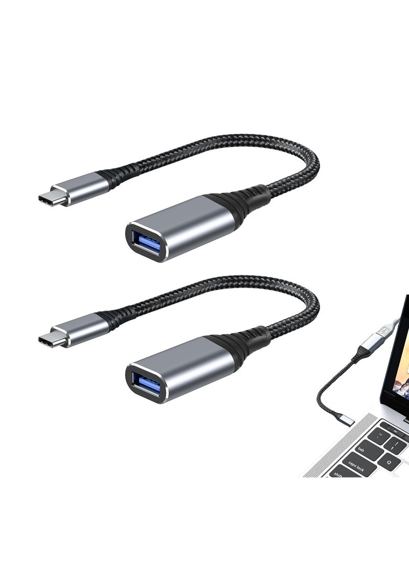 SYOSI USB C to USB Adapter, 2 Pack Type C Male to USB 3.1 Female OTG Cable Converter, 5 Gbps High Speed, USB Adapter Compatible with MacBookAirPro, Samsung Galaxy, Grey  - Image 1
