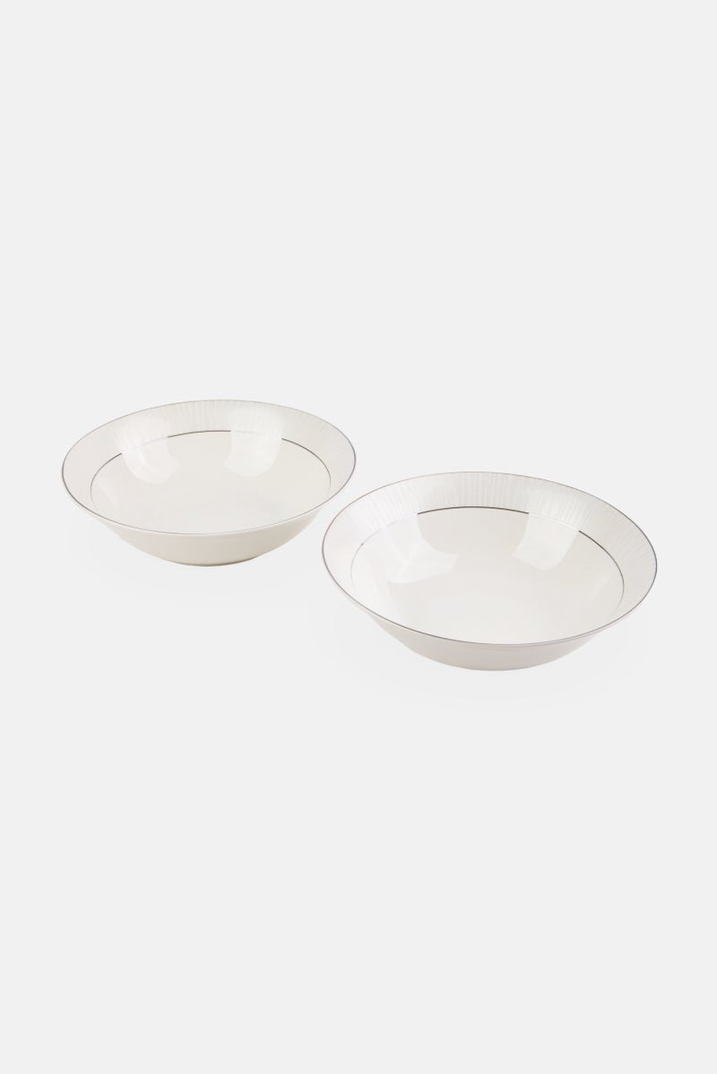 Fissman 2 Pcs Porcelain Bowl Set With Lining 22 cm, White - Image 1