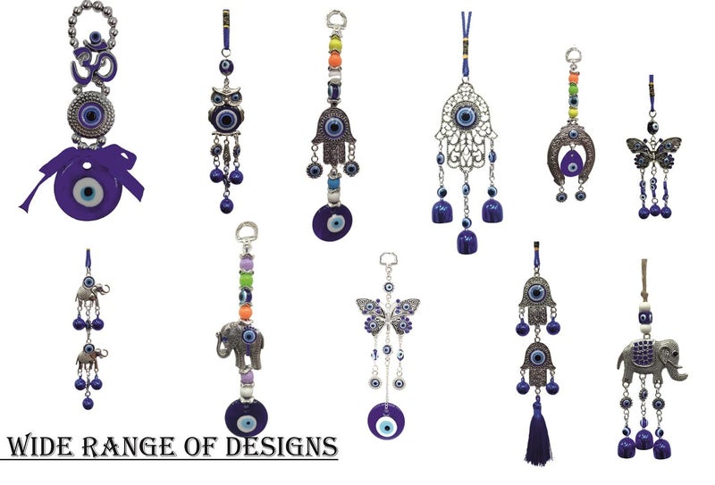 VRB Dec تعليق العين الشريرة التركية OM 1 قطعة للمدخل المنزلي، الجدار، زينة لوحة السيارة، هدية ديwali للزينة، عناصر الحظ والازدهار | OM نازار باتو (تصميم 10) - Image 4