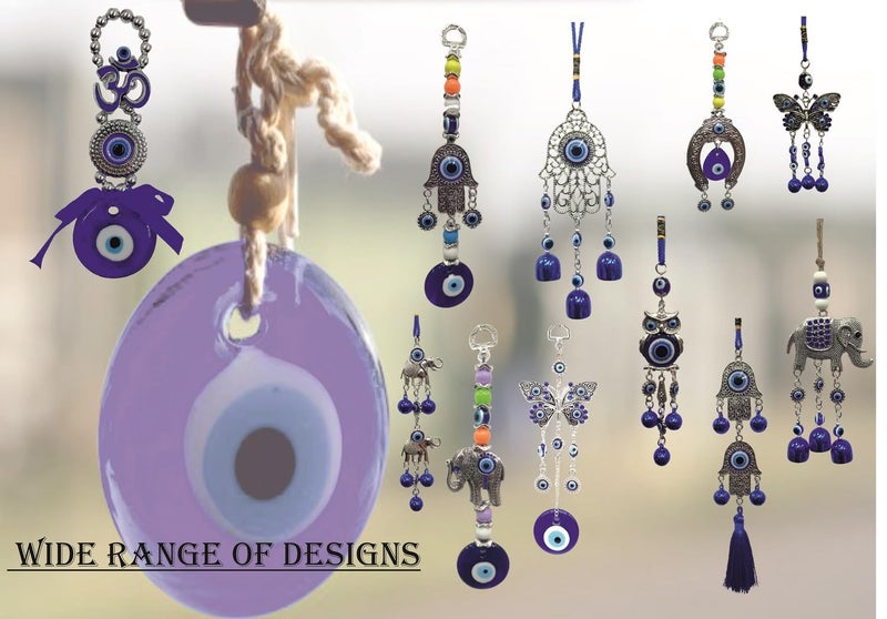 VRB Dec تعليق العين الشريرة التركية OM 1 قطعة للمدخل المنزلي، الجدار، زينة لوحة السيارة، هدية ديwali للزينة، عناصر الحظ والازدهار | OM نازار باتو (تصميم 10) - Image 3