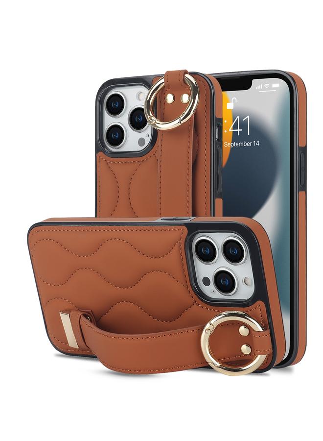 Zaboon Case For iPhone 13 Pro Max Non-slip Full Coverage Ring PU Phone Case with Wristband - Image 1