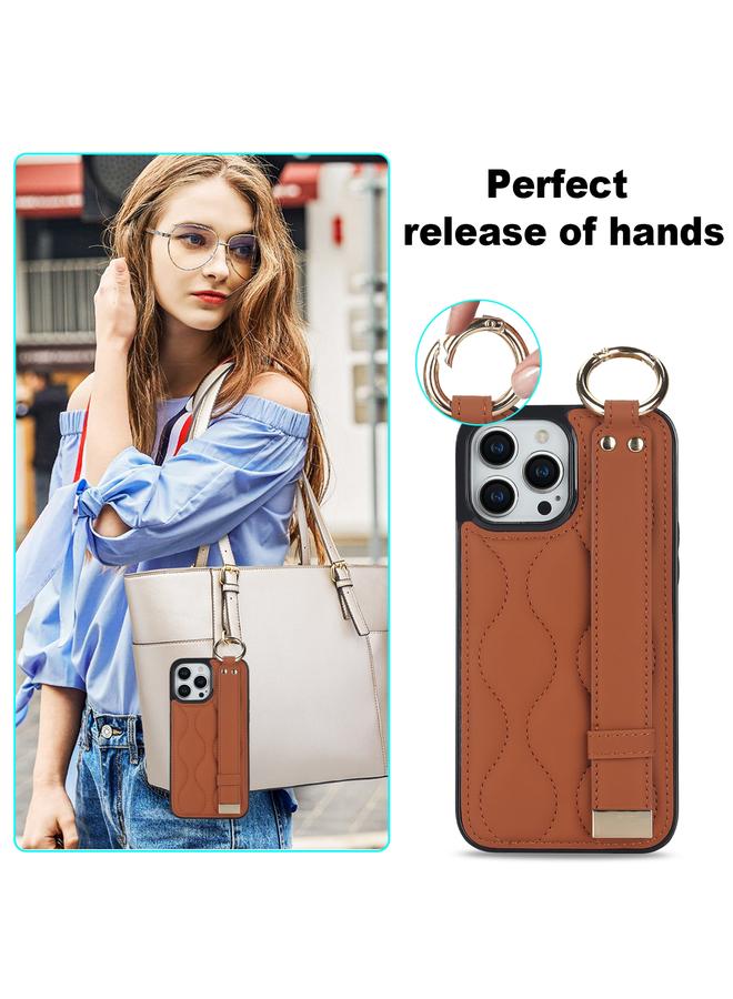 Zaboon Case For iPhone 13 Pro Max Non-slip Full Coverage Ring PU Phone Case with Wristband - Image 5