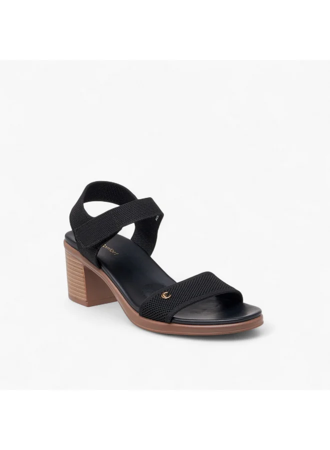 Le Confort Women Flyknit Textured Sandals with Block Heels