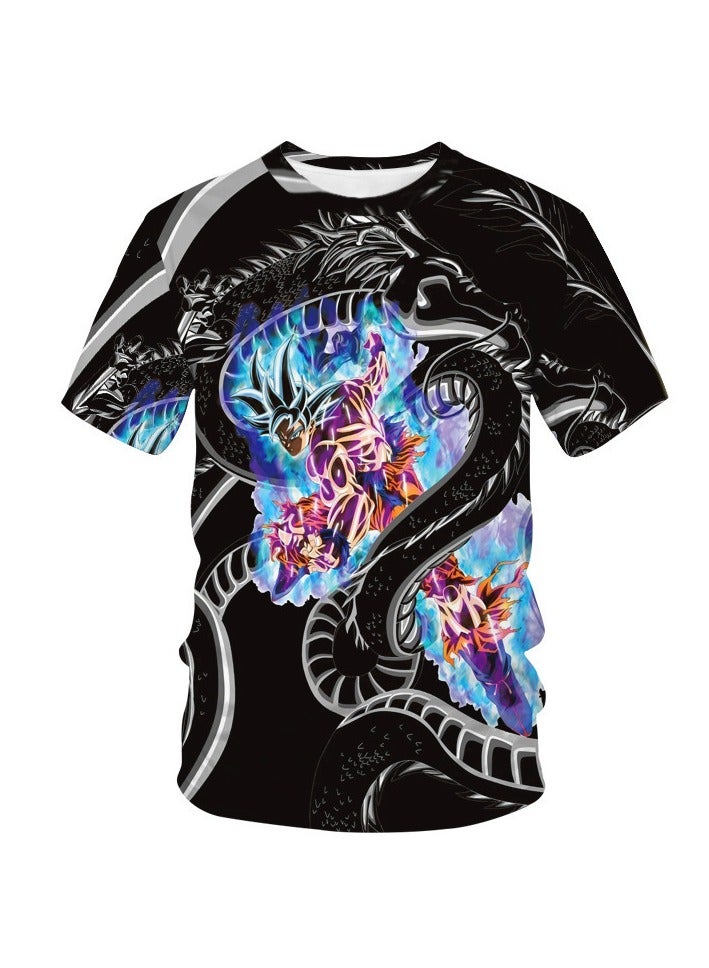 KUYING Anime Cartoon Dragon Ball Casual Loose Printed Short Sleeved Shirt  - Image 1