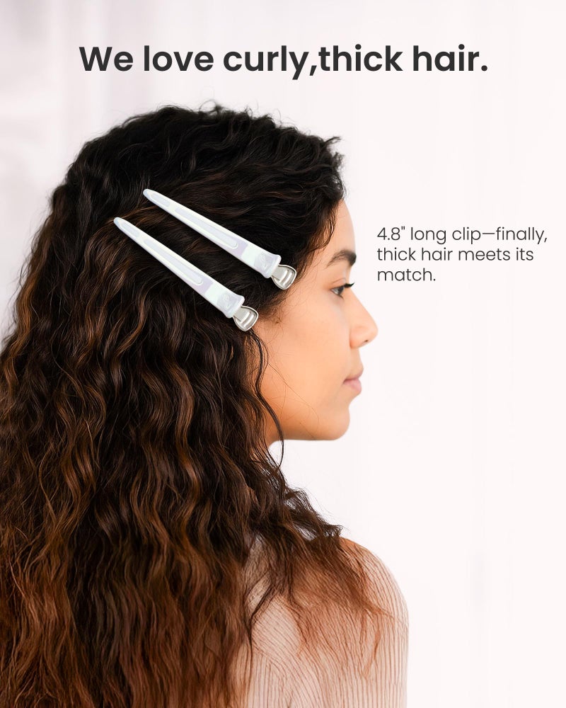 AIMIKE Extended Sectioning Hair Clips w/Built-in Silicone Band, 4.8" No-Crease Non-Slip Hair Styling Clips for Thick, Long Hair â€“ Blow Drying,Hair Rollers, Rust-Free â€“6 Pack, OpalShell Duckbill Clips - Image 3