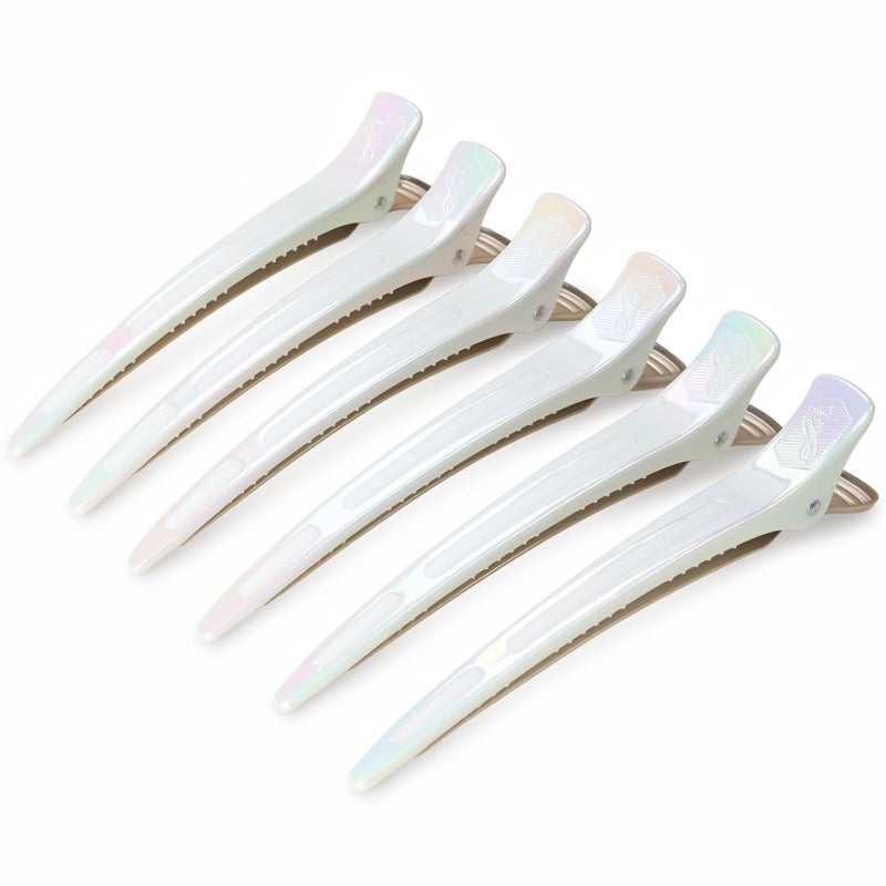 AIMIKE Extended Sectioning Hair Clips w/Built-in Silicone Band, 4.8" No-Crease Non-Slip Hair Styling Clips for Thick, Long Hair â€“ Blow Drying,Hair Rollers, Rust-Free â€“6 Pack, OpalShell Duckbill Clips - Image 1