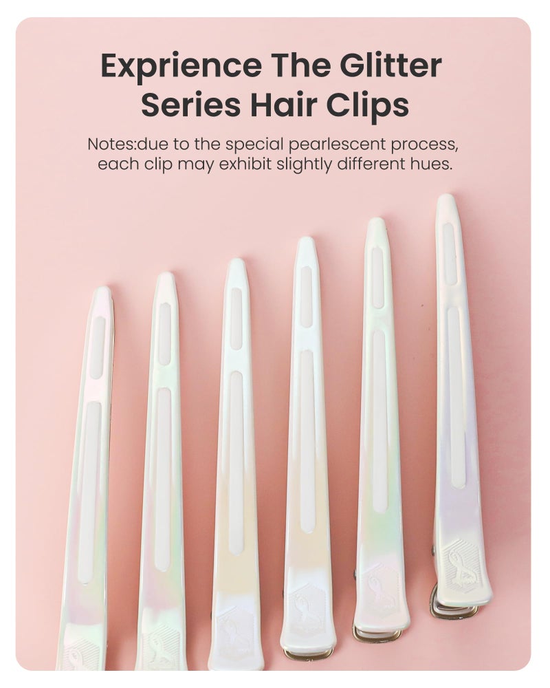 AIMIKE Extended Sectioning Hair Clips w/Built-in Silicone Band, 4.8" No-Crease Non-Slip Hair Styling Clips for Thick, Long Hair â€“ Blow Drying,Hair Rollers, Rust-Free â€“6 Pack, OpalShell Duckbill Clips - Image 4