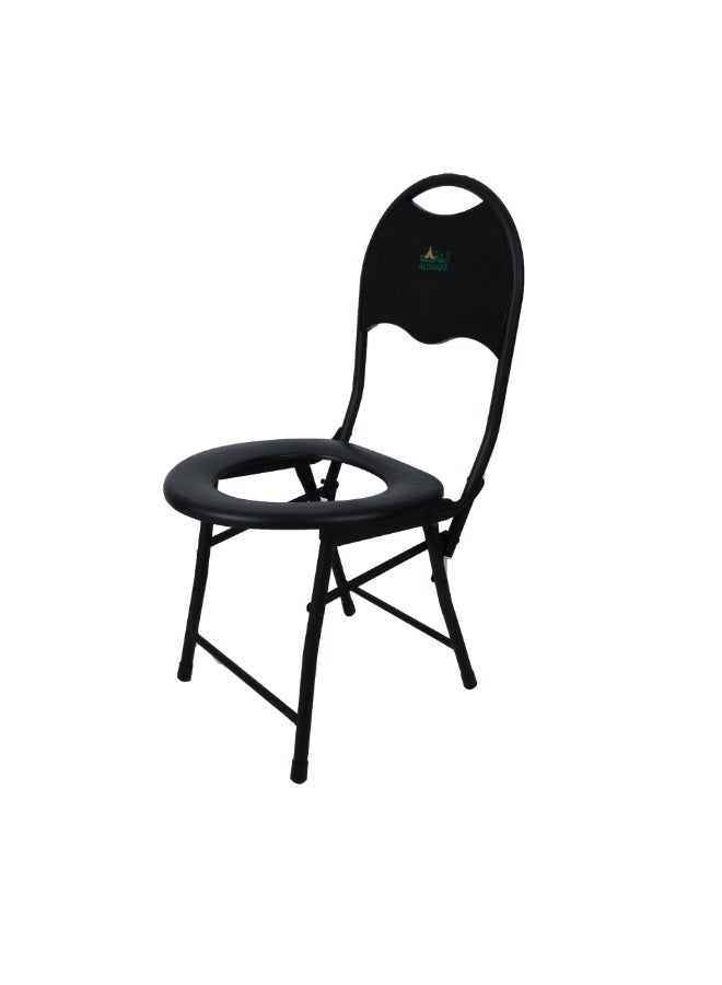 الغافة كرسي مرحاض محمول قابل للطي مع مسند ظهر للتخييم والاستخدام الخارجي - Image 1