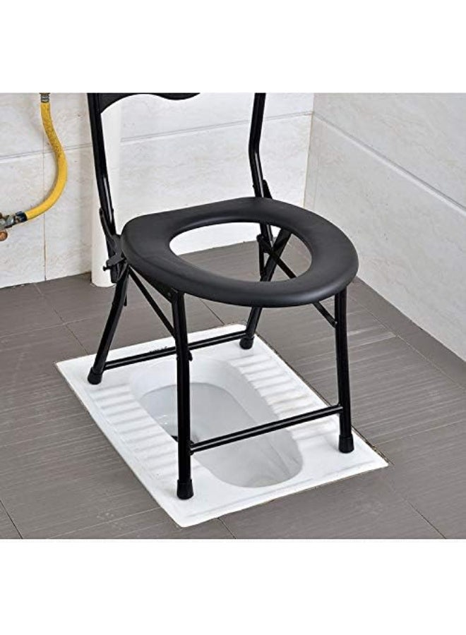 الغافة كرسي مرحاض محمول قابل للطي مع مسند ظهر للتخييم والاستخدام الخارجي - Image 2