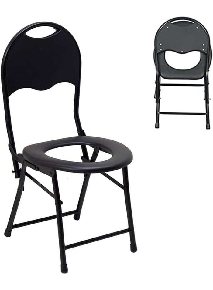 الغافة كرسي مرحاض محمول قابل للطي مع مسند ظهر للتخييم والاستخدام الخارجي - Image 4