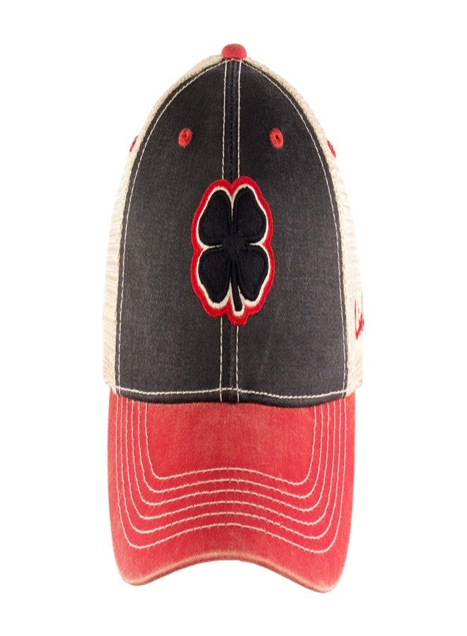 Black Clover Two-Tone Vintage 4 Adjustable Hat Black Clover/Red Trim/Black/Tan One Size - Image 1