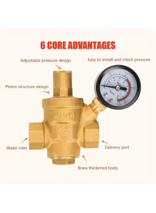 Brass Decompression Valve DN15 1 2 Inch With Pressure Gauge For Water Supply - Image 4