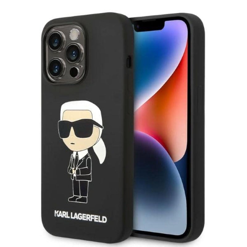 CG MOBILE Karl Lagerfeld Silicone NFT Ikonik Etui iPhone 14 Pro czarny Black