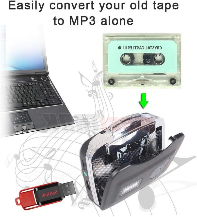woobles Tape MP3 Converter, Tape Converter, Cassette to MP3 Converter, with Headphones, with Playback Function, Cassette Converter, Digital Stereo for Home, for Outdoor- - Image 5