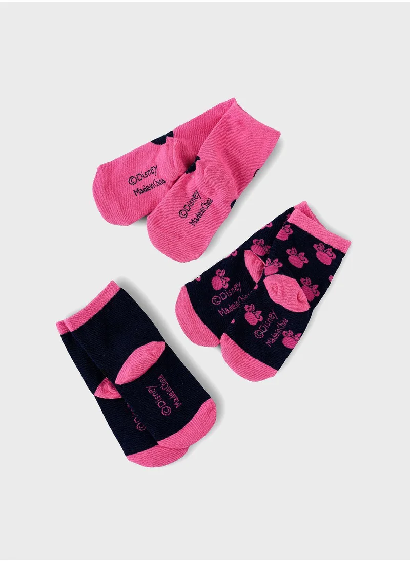 Disney Kids 3 Pack Minnie Mouse Crew Socks