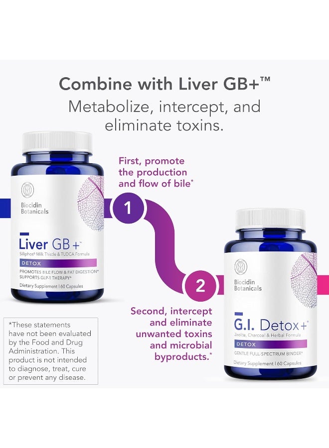 Bio-Botanical Research G.I. Detox+ Gentle Binder by Biocidin - GI Intestinal Cleanse with Silica, Apple Pectin, Humic Powder, Charcoal & Aloe - Assists in Toxin & Biofilm Removal - Vegan (60 Capsules) - Image 5