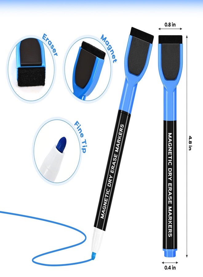 SUQJOY Magnetic Dry Erase Markers with Eraser Caps, 1-2mm Bullet Tip, Low Odor Quick Dry Ink, 12 Colors, Whiteboard Marker Set for Fridge Calendar Office, 12 Count - Image 3