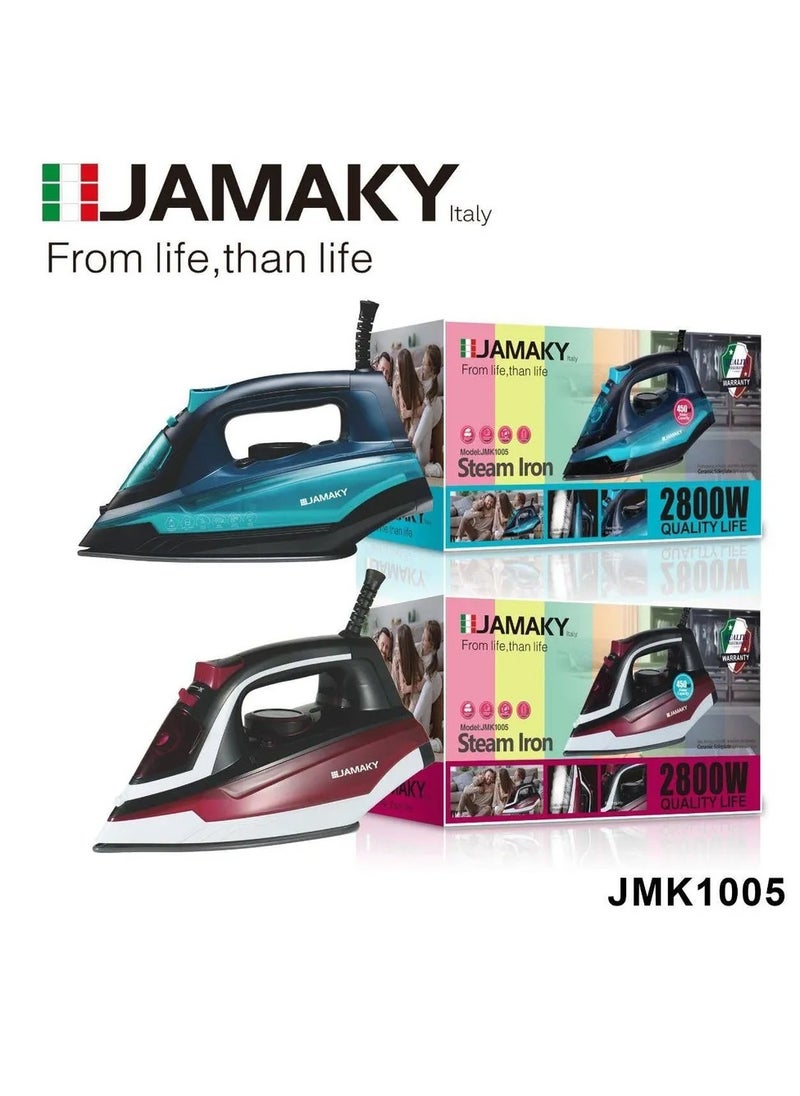 JAMAKY Italy - Professional Portable Iron steam 2800w with Italian technology , 450ML  powerful high quality handheld garment steam - Image 1