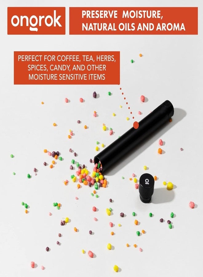 ONGROK Premium Storage Tube | Airtight Aircraft Grade Aluminum Metal, Pocket-Sized Opaque Holder | Perfect to Store Tea, Spices, Coffee (Black - Image 4