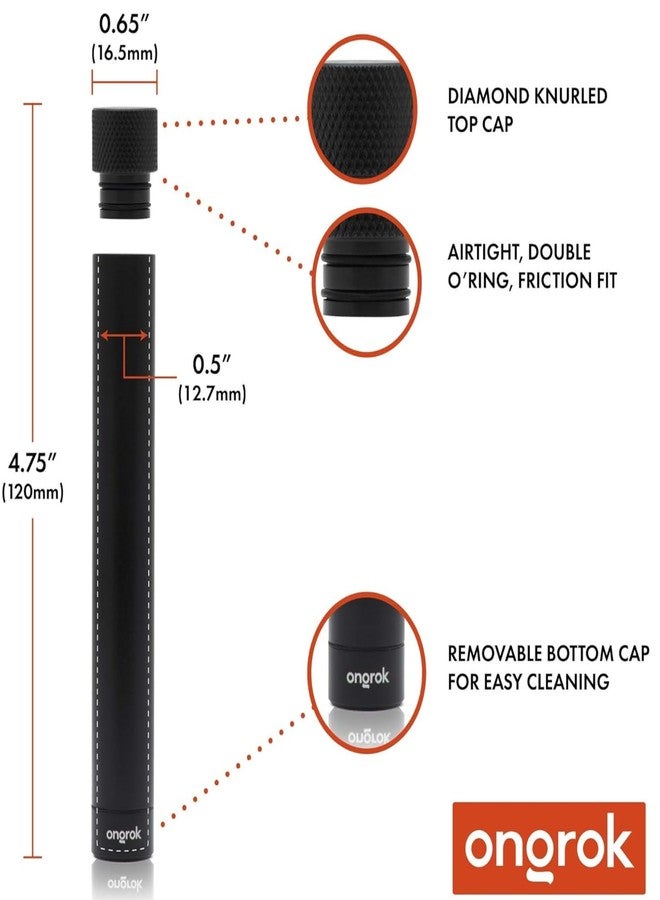 ONGROK Premium Storage Tube | Airtight Aircraft Grade Aluminum Metal, Pocket-Sized Opaque Holder | Perfect to Store Tea, Spices, Coffee (Black - Image 2