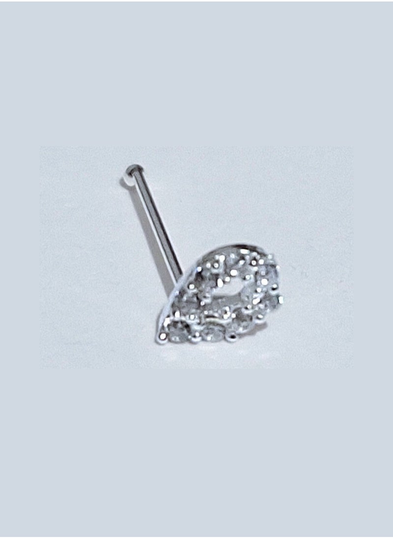 EMNON - 925 Silver, Teardrop CZ Nose Pin Rhodium Plated 100% Precious Metal Gift for Women- Emnon64NP - Image 1