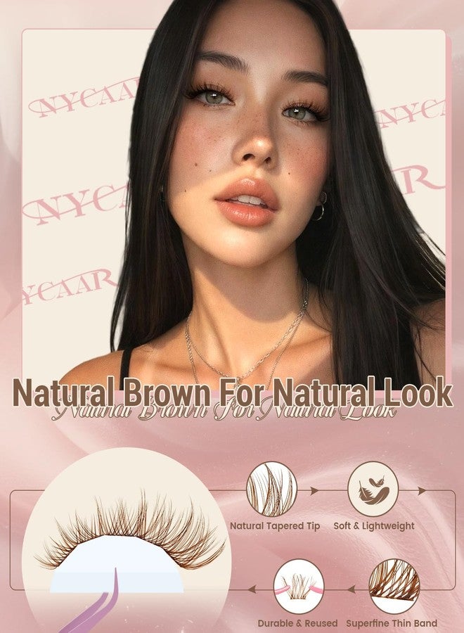 NYCAAR Lash Clusters Brown Lash Clusters Soft Band 8-16mm Wispy Cluster Eyelash Extensions 144pcs Brown Natural Lashes Cluster Lightweight Eyelashes - Image 3