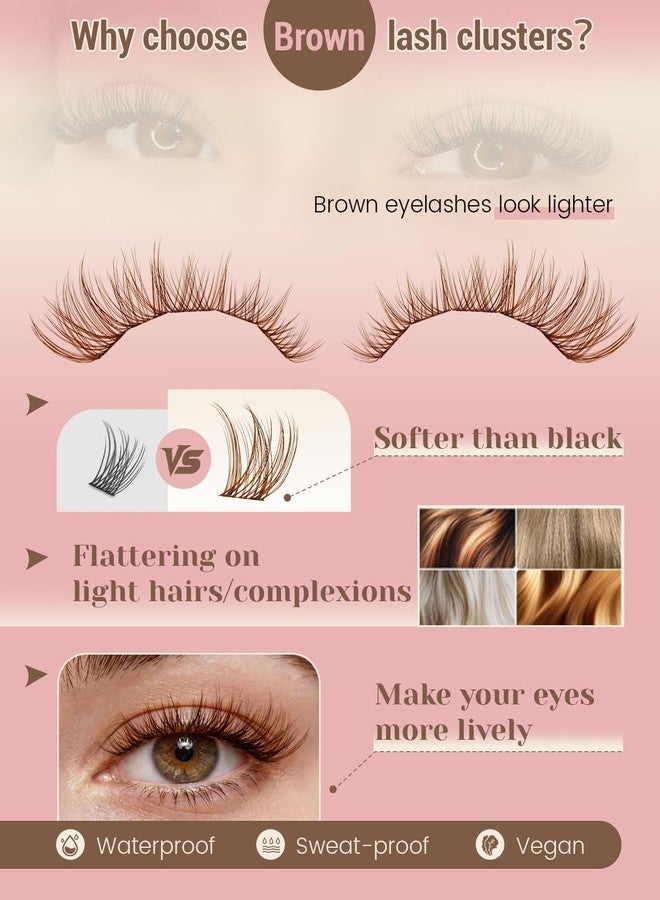 NYCAAR Lash Clusters Brown Lash Clusters Soft Band 8-16mm Wispy Cluster Eyelash Extensions 144pcs Brown Natural Lashes Cluster Lightweight Eyelashes - Image 4