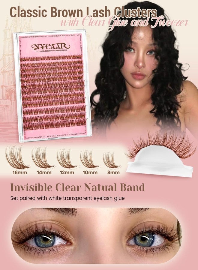 NYCAAR Lash Clusters Brown Lash Clusters Soft Band 8-16mm Wispy Cluster Eyelash Extensions 144pcs Brown Natural Lashes Cluster Lightweight Eyelashes - Image 2