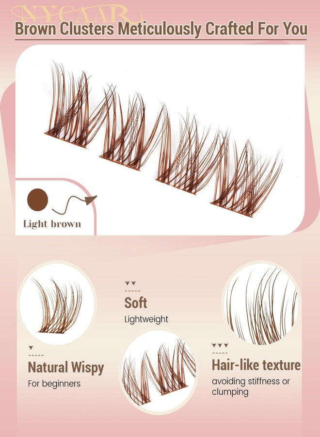 NYCAAR Lash Clusters Brown Lash Clusters Soft Band 8-16mm Wispy Cluster Eyelash Extensions 144pcs Brown Natural Lashes Cluster Lightweight Eyelashes - Image 5