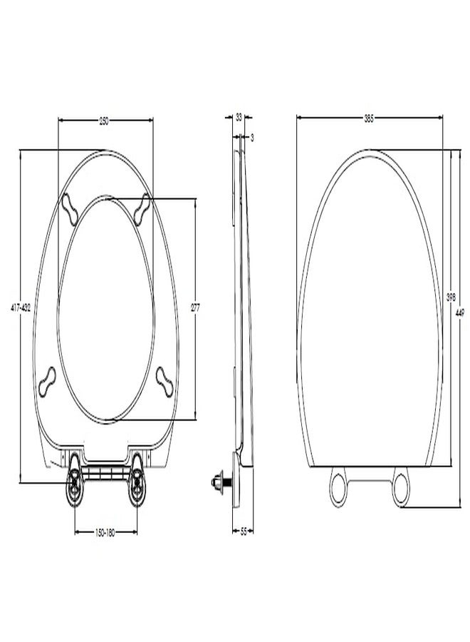 PARRYWARE STANDARD Series Plastic/PVC SOLID N SOFT CLOSE SEAT COVER (White) | Oval P02-PAR-E8356-W - Image 4