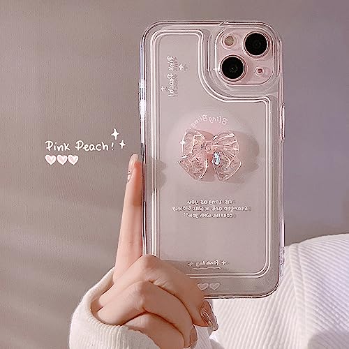 Ownest Compatible for iPhone X/Xs Cute 3D Pink Bowknot Slim Clear Aesthetic Design Women Teen Girls Camera Lens Protection Phone Cases Cover - Image 2