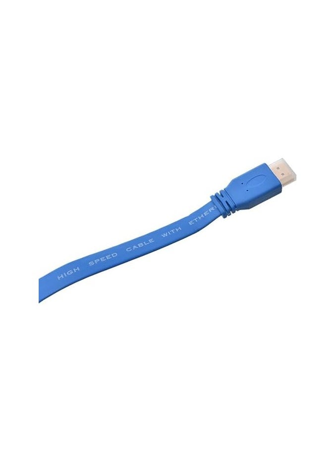 ماركة غير محددة - كابل تلفزيون HD مسطح على شكل حرف L بطول 1.2 متر لون ازرق - Image 1