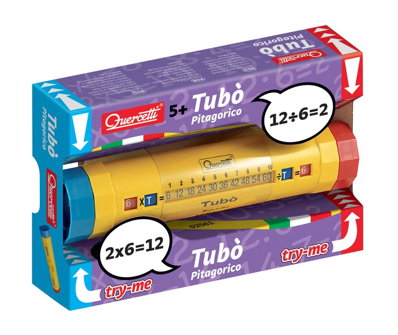 Quercetti Tubo Educational Toy for Learning Multiplication and Division Tables - Kids Practice and Learn Math Equations by Turning The Knobs - for Ages 5 Years and up - Image 1