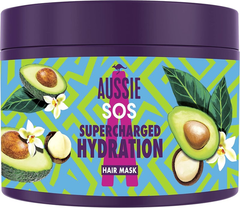 Aussie Sos Hair Mask Natural Origin Nourishes and Moisturises with Macadamia Nut Oils for Damaged Hair Recyclable Packaging 450ml