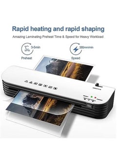 XiuWoo SL299 Hot and Cold Laminating Machine White, A4 Laminator Machine Set, 4 in 1 Thermal Laminator for Home Office School Use, 9 inches Max Width, Paper Trimmer, Corner Rounder (15 Laminating Pouches)  - Image 2