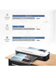 XiuWoo SL299 Hot and Cold Laminating Machine White, A4 Laminator Machine Set, 4 in 1 Thermal Laminator for Home Office School Use, 9 inches Max Width, Paper Trimmer, Corner Rounder (15 Laminating Pouches)  - Image 3