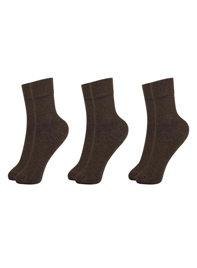 MUKHAKSH (Pack of 3 Pairs = 6 Socks Boys Cotton Brown Ankle Length Socks, Sports Socks, Badminton Socks, Atheletics Socks