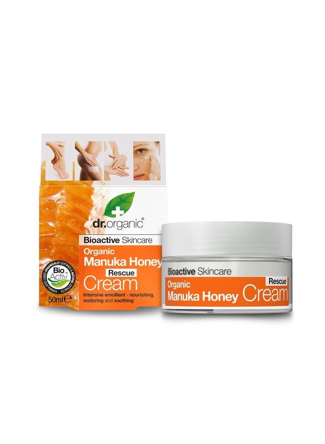 dr.organic كريم إنقاذ عسل مانوكا العضوي للعناية بالبشرة النشطة (1.7 أونصة سائلة) - Image 1